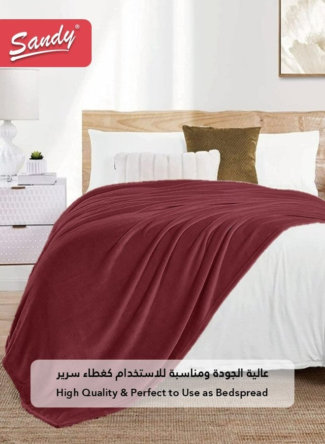 Sandy Lightweight Bedding Blanket, Size 220 x 170 cm, High Quality and Super Soft All Season Fleece Blanket, Optimal for Bed, Sofa, Couch and Home Decorations, Burgundy - Image 4